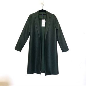 Zara Coat With Lapel Collar Green Marl Medium